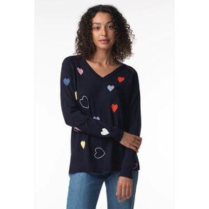 Zaket & Plover I Love You Sweater Womens XL Heart Blue Knit Cotton Cashmere